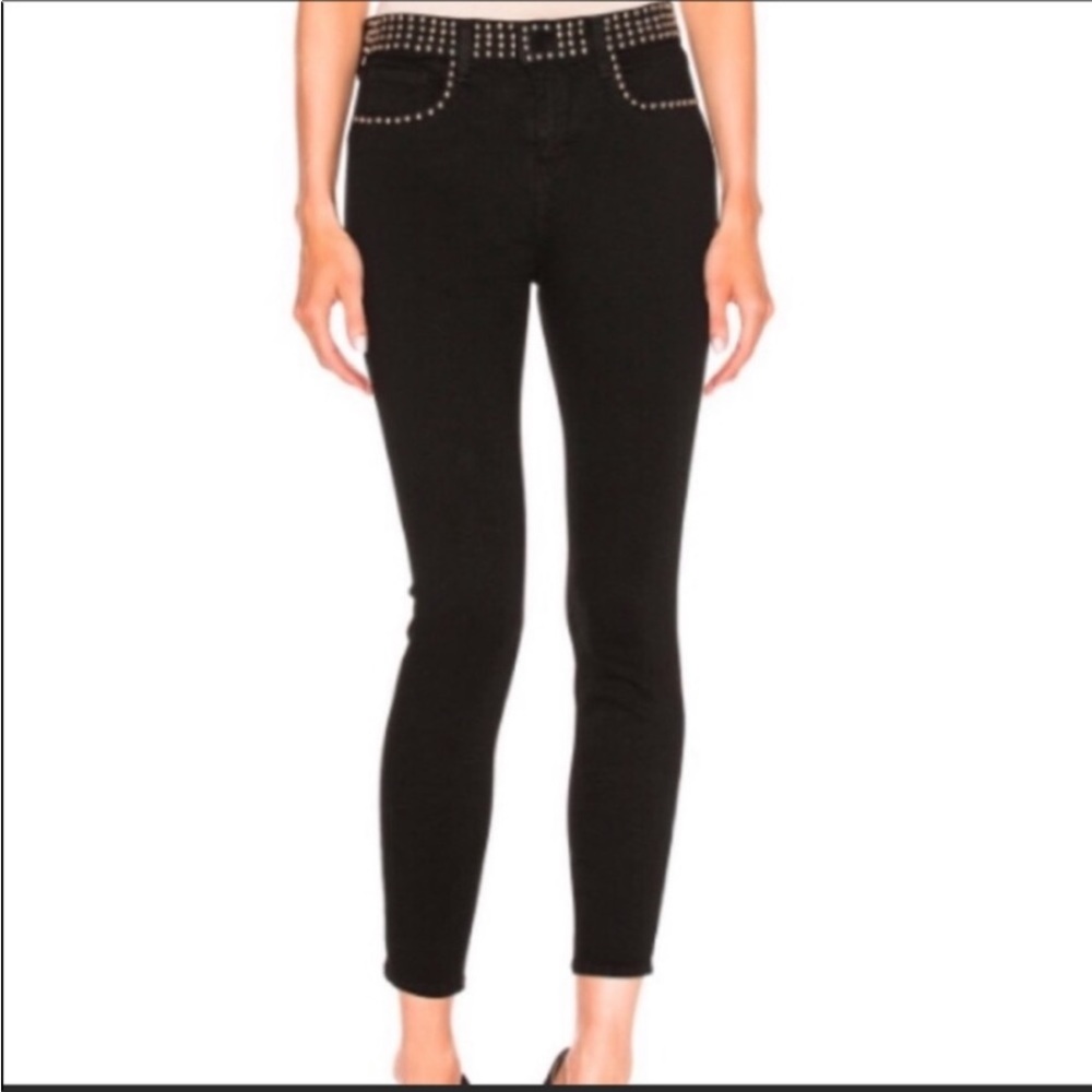 L’Agence Black Margot Studded Trim High Rise Stretch Fit Skinny Ankle Jeans Sz26 - Picture 3 of 16